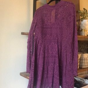 Crochet lace maroon dress with slip